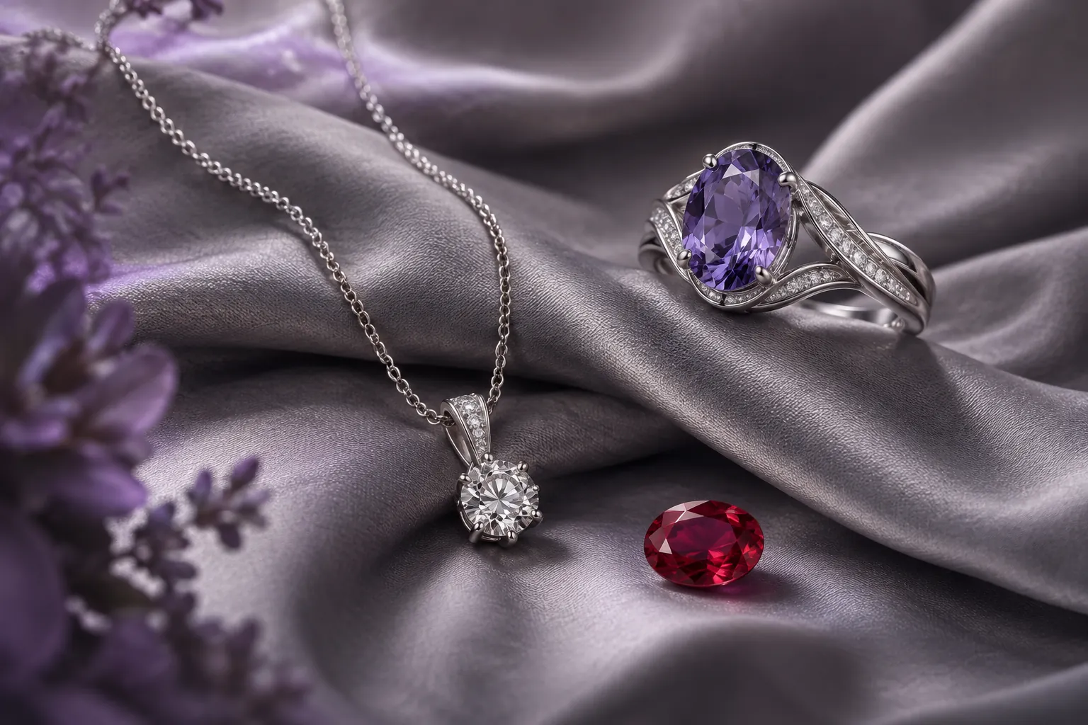 Illustrative precious-stone or jewelry composition; not offered inventory